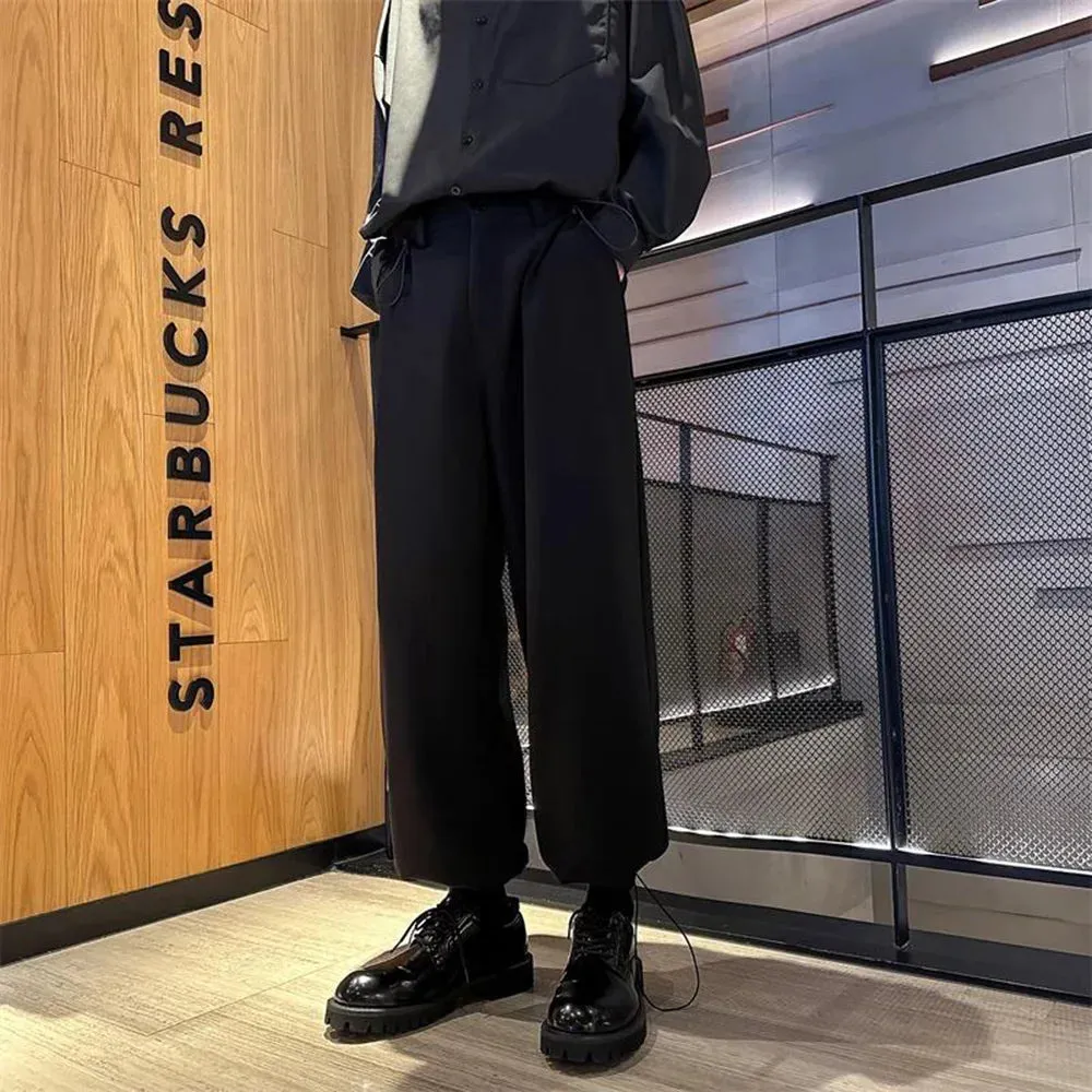 Aidase Mens Leggings Casual Drawstring Pants Business Office Personality Temperament Versatile Suit Pants Men'S Clothing Summer New