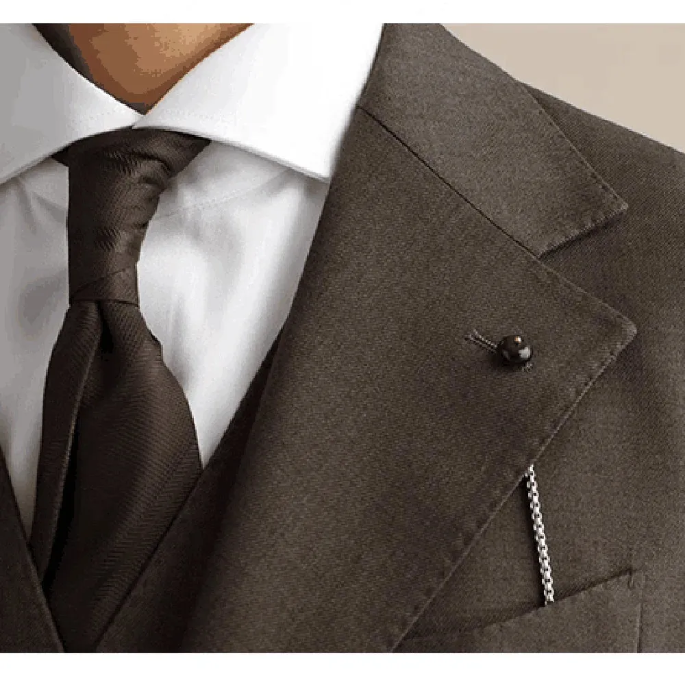 Aidase New Men Suits 2 Pieces Slim Fit Casual Business Formal Brown Notch Lapel Tuxedos for Wedding Groomsmen (Blazer Pants)