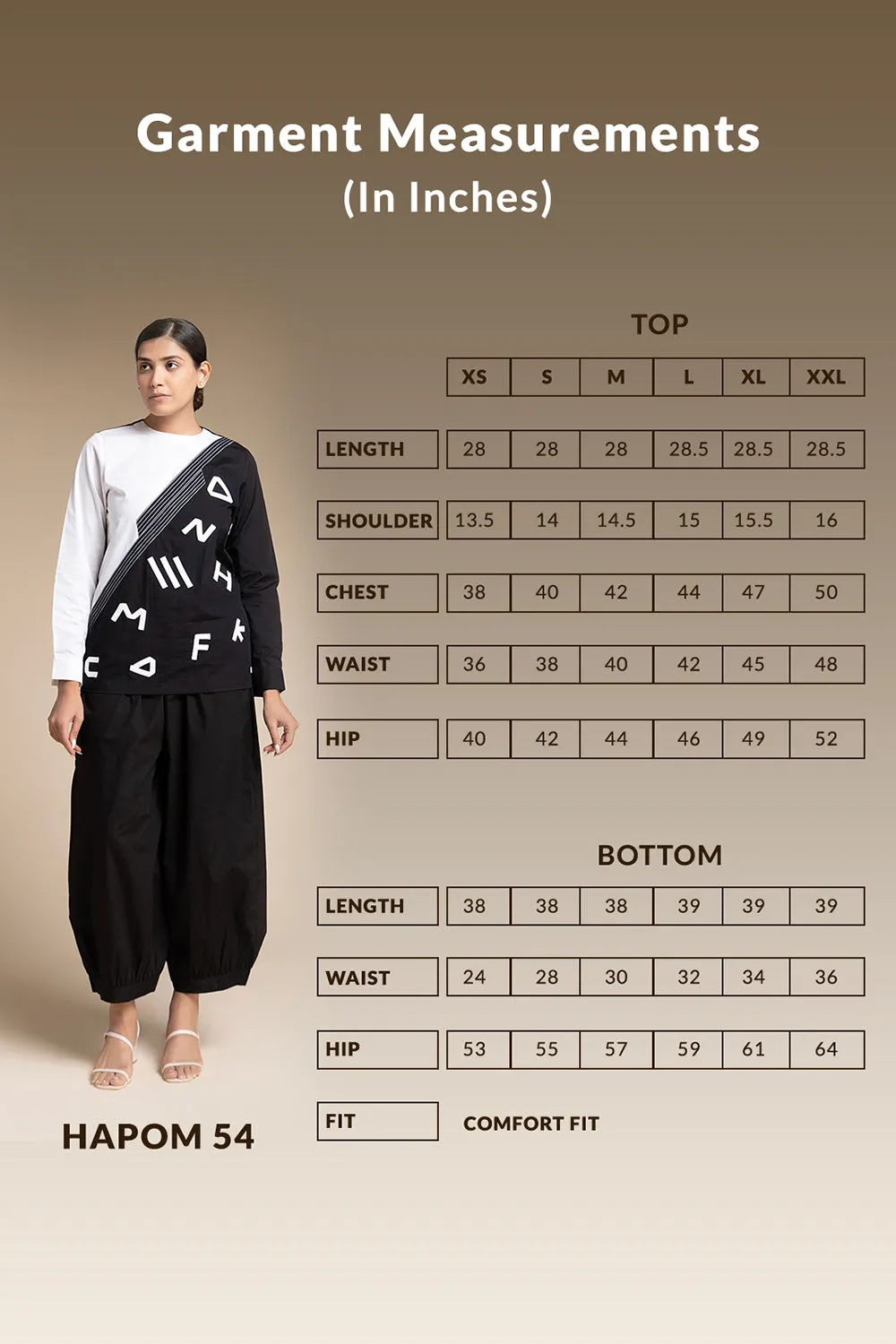 Alphabetic Shift Top Set - Black & White