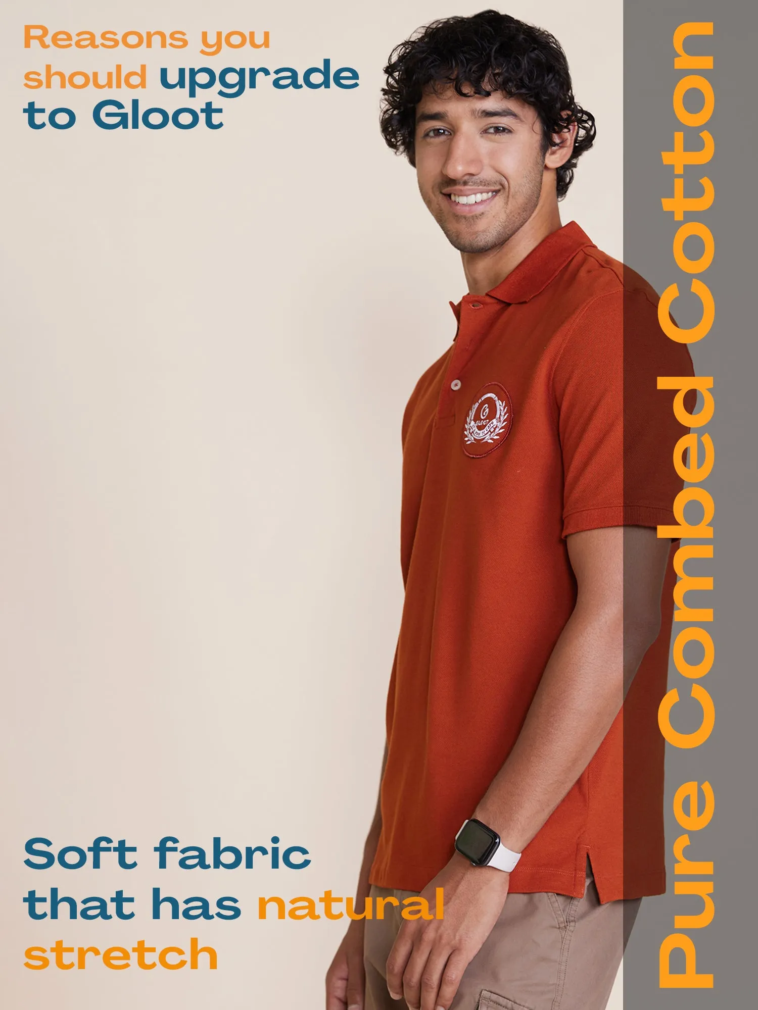 Badge Polo T-Shirt Rust