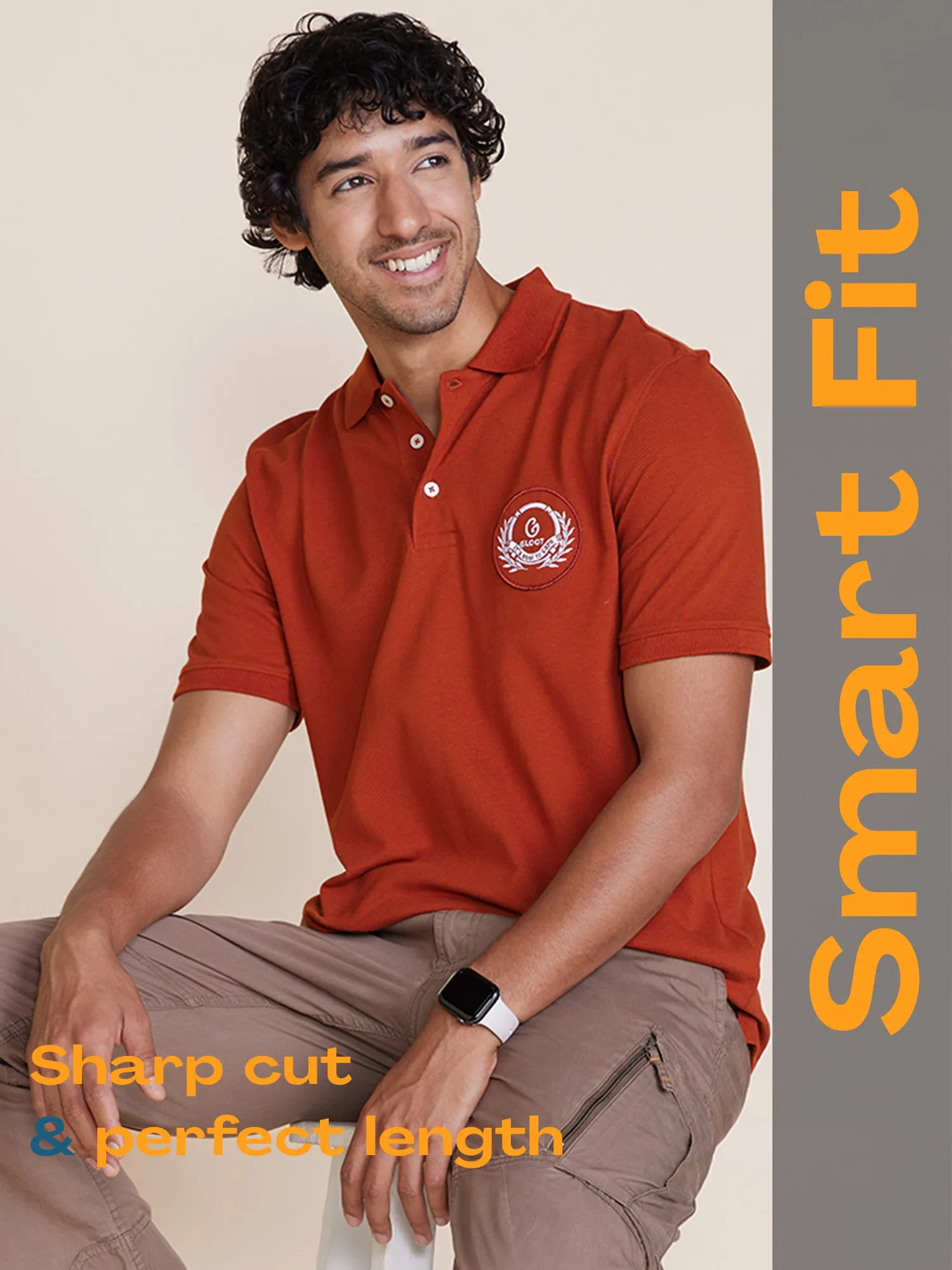 Badge Polo T-Shirt Rust