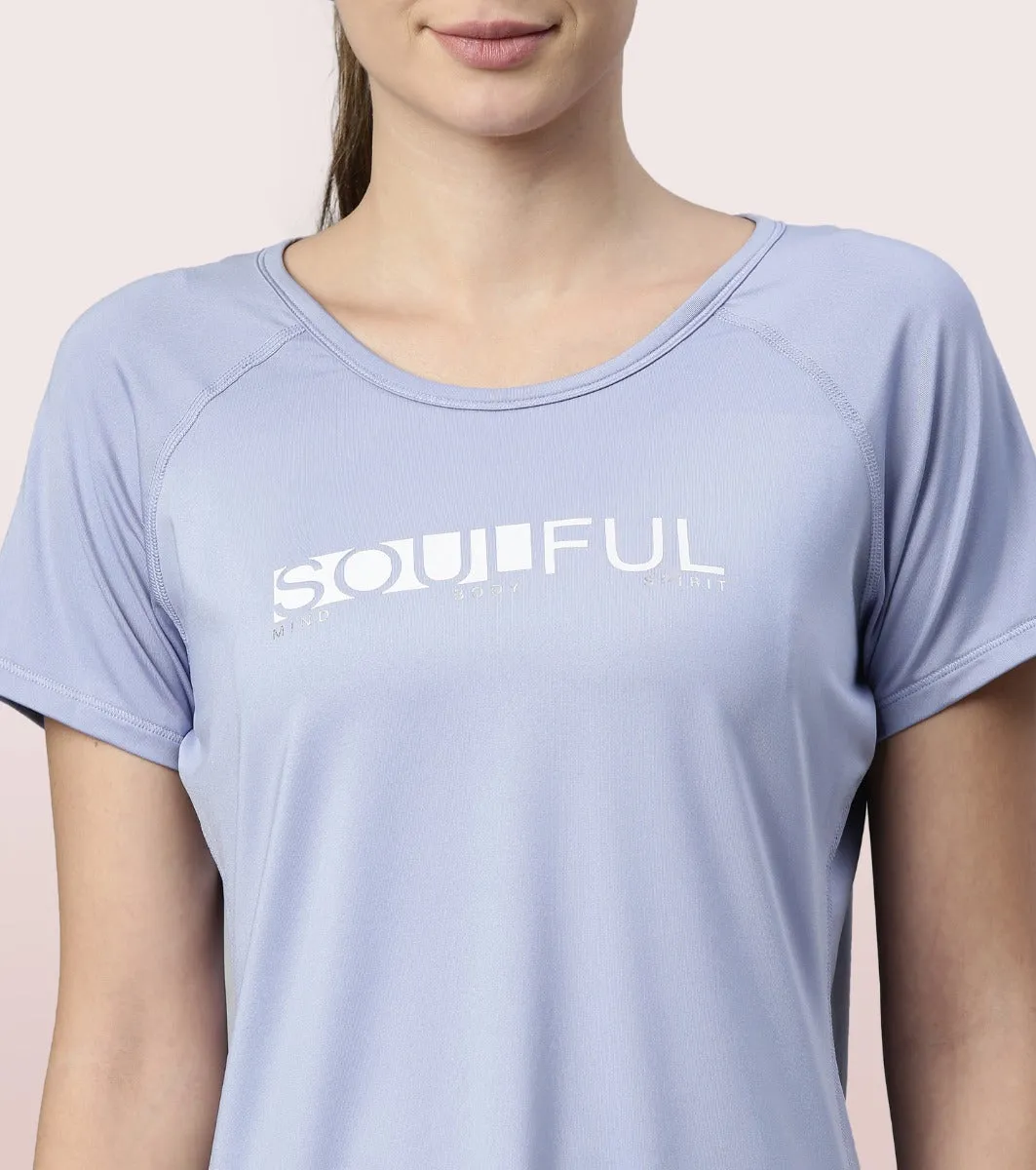 Basic Active Tee | Raglan Sleeve Scoop Neck Dry Fit Graphic Tee