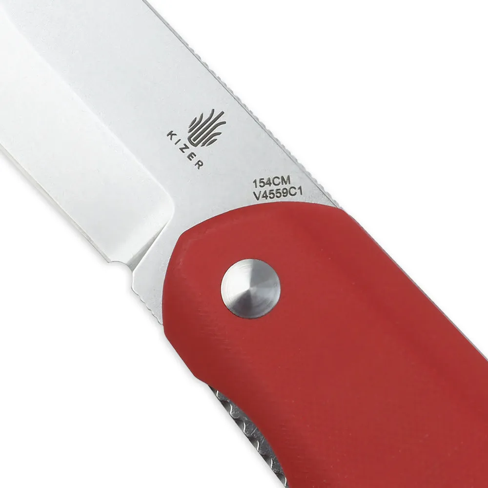 Kizer Michael Pretsch Comfort Liner Lock Knife Red G-10 V4559C1 (3.27 Stonewashed)