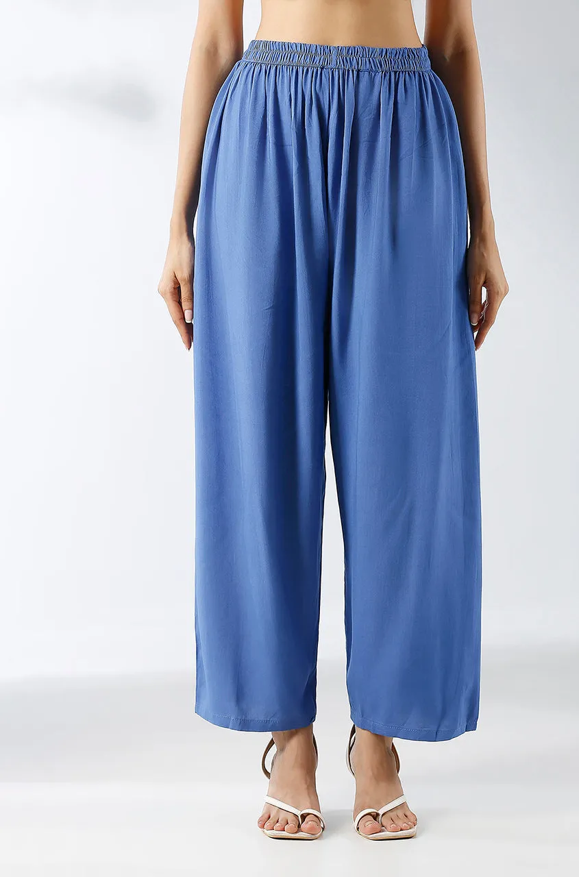LEHER-  Blue Tie & dye Two Piece Handkerchief Cut Set