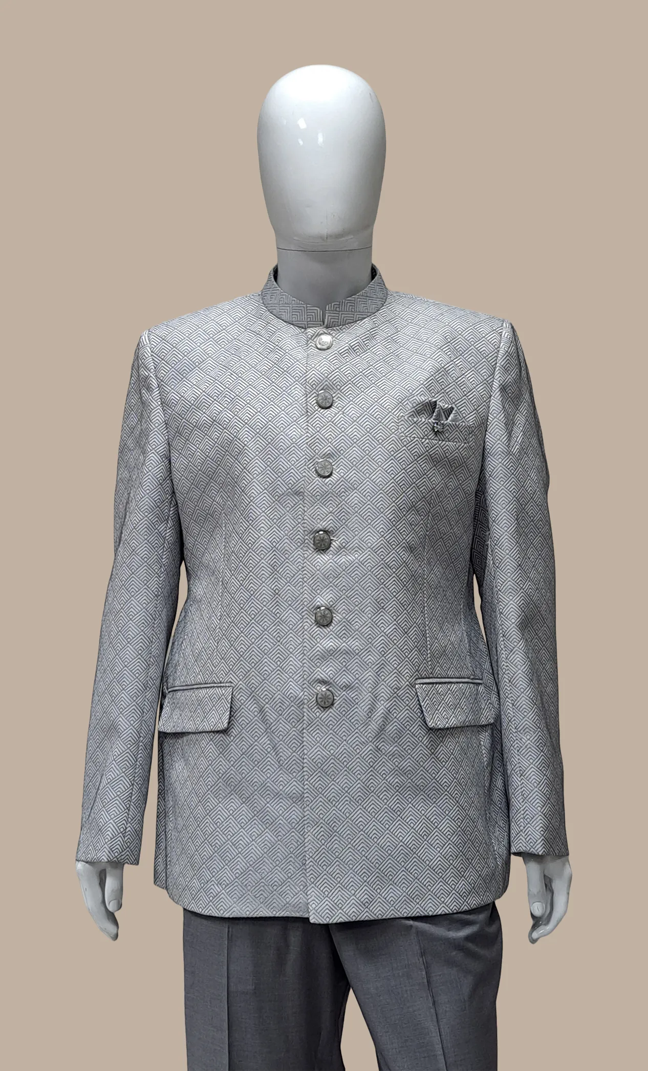 Mens Soft Grey Jodhpuri Set