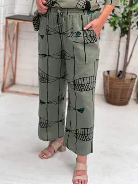 Niylah Fishbone Khaki Linen Pants