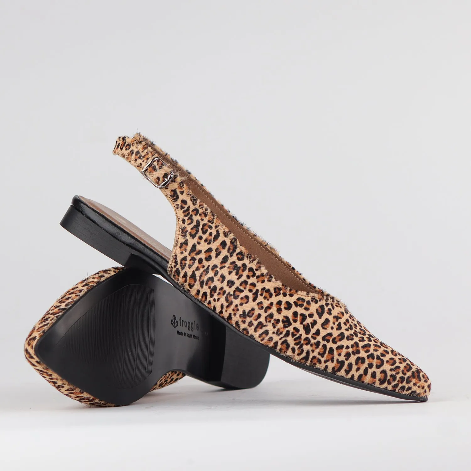 Pointed Flat Slingback in Cheetah Tan - 12729