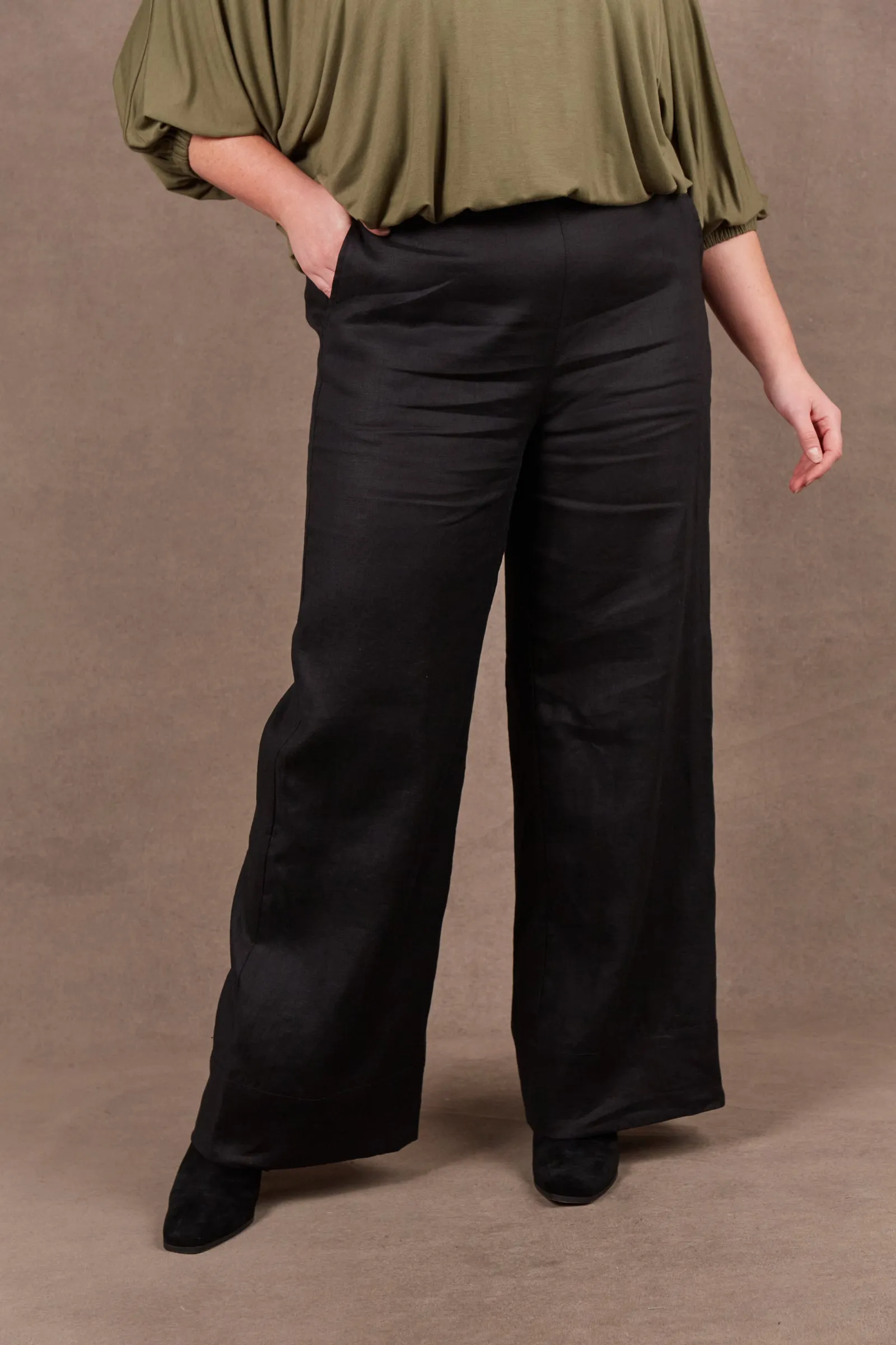 Studio Linen Pant - Ebony Black
